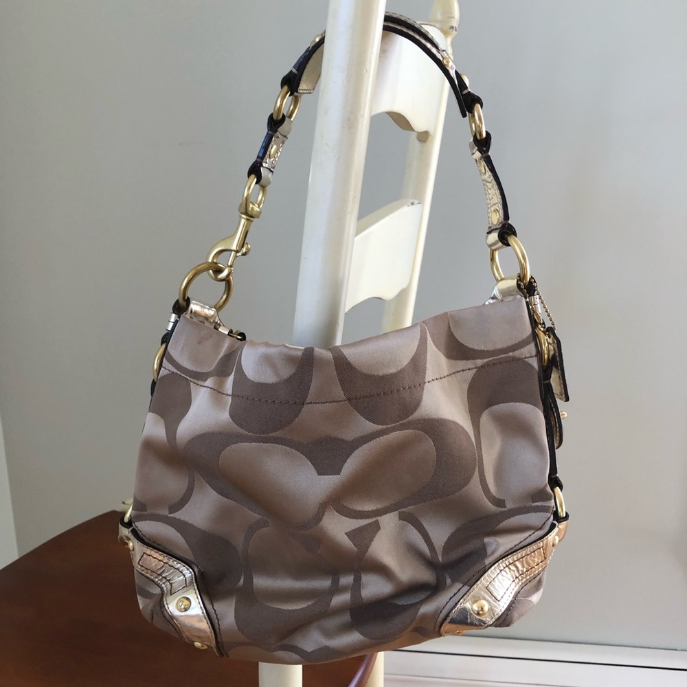 Gold and beige Coach Bag